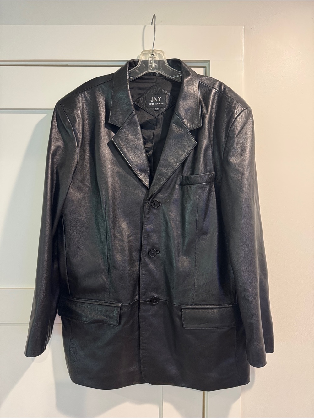 Jones New York Black Leather Men's Three-Button Blazer